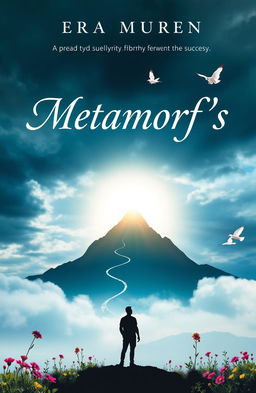 A visually inspiring book cover for a title "Metamorf's" which symbolizes a person's journey from the lowest point to success through struggles and joys