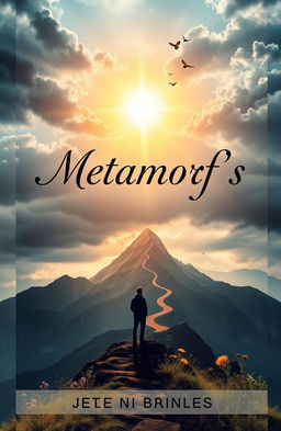 A visually inspiring book cover for a title "Metamorf's" which symbolizes a person's journey from the lowest point to success through struggles and joys