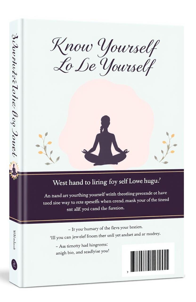 A book cover design for 'Know Yourself to Love Yourself' featuring a serene and introspective vibe