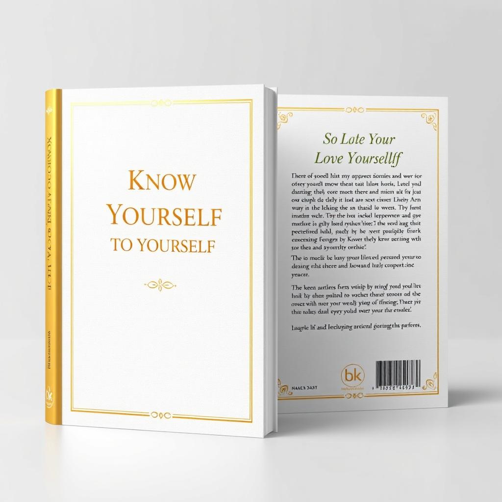 An elegant book cover design for 'Know Yourself to Love Yourself'