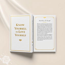 An elegant book cover design for 'Know Yourself to Love Yourself'