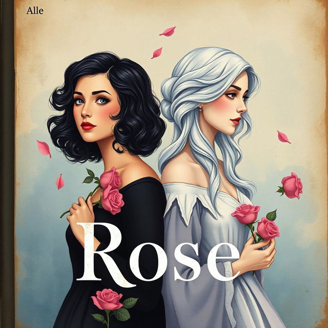 A book cover illustration featuring two women represented in a stylized, vintage fashion