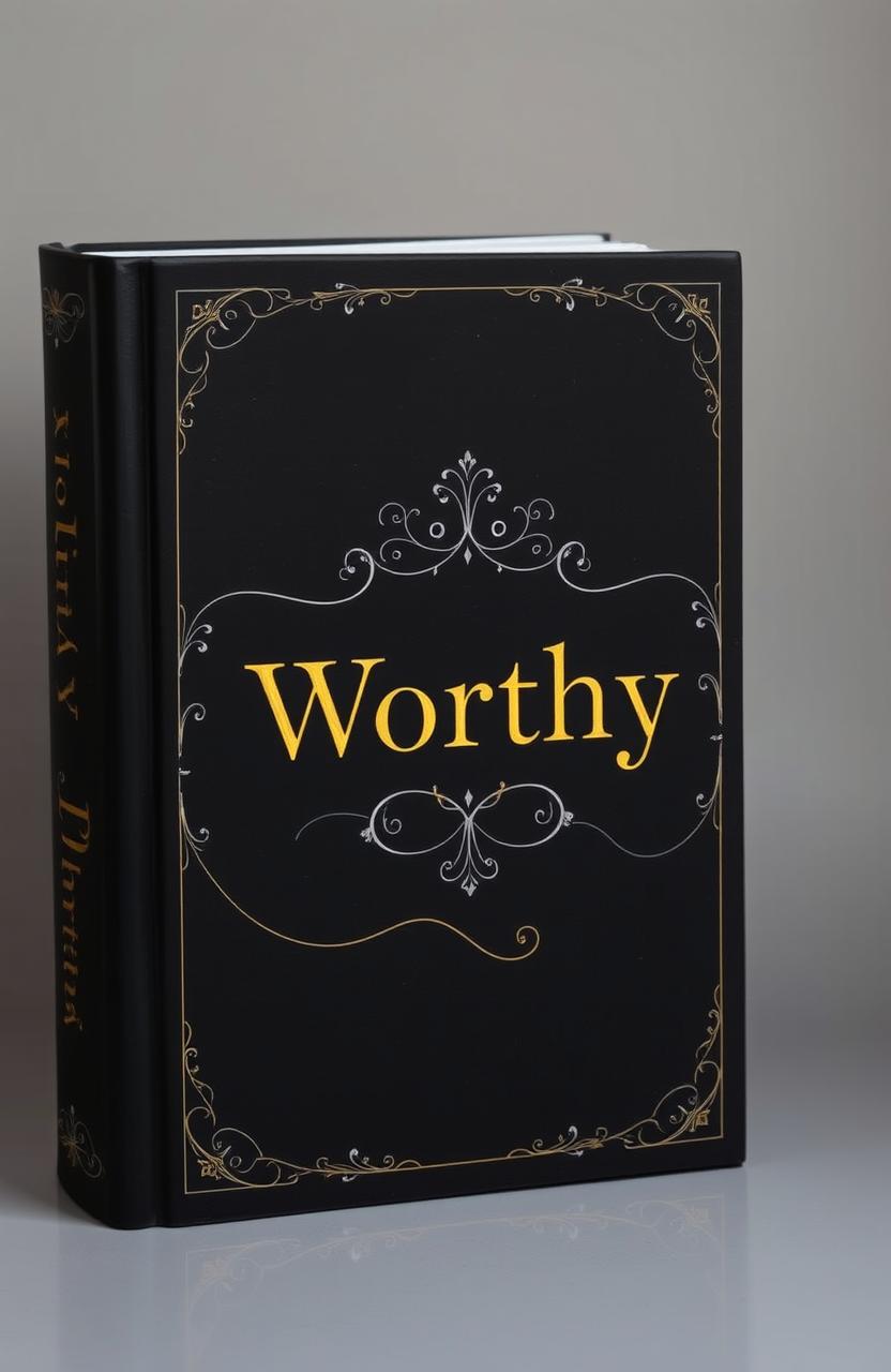 A dark elegant book cover for a novel titled 'Worthy'