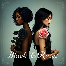 An artistic representation of two women symbolizing black and pink roses