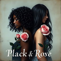 An artistic representation of two women symbolizing black and pink roses