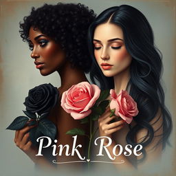 An artistic representation of two women symbolizing black and pink roses