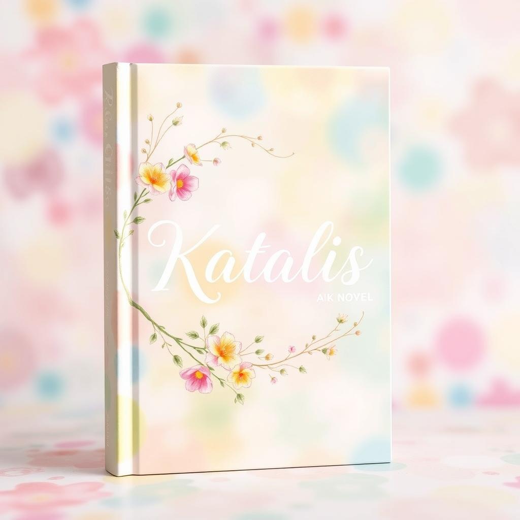 A cheerful and elegant book cover for a novel titled 'Katalis'