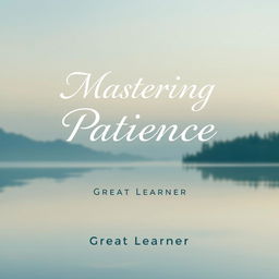 A tranquil book cover design for 'Mastering Patience' by Great Learner