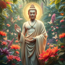 A natural-looking male gay bodhisattva from the year 3001, embodying elements of compassion and serenity