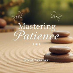A sophisticated book cover design for 'Mastering Patience' by Great Learner