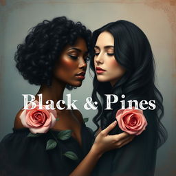 An artistic representation of two women symbolizing black and pink roses