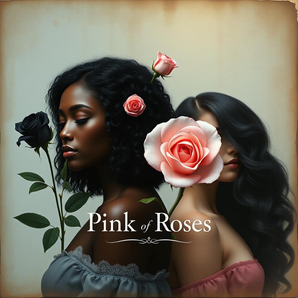 An artistic representation of two women symbolizing black and pink roses