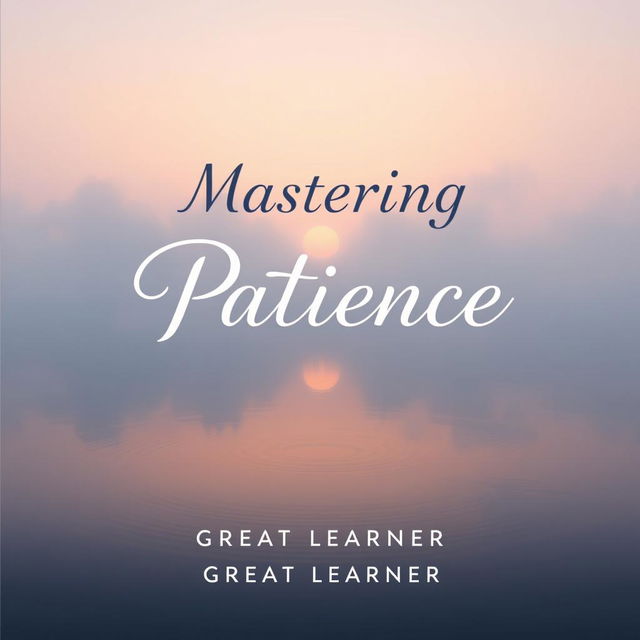 A beautiful and peaceful book cover design for 'Mastering Patience' by Great Learner