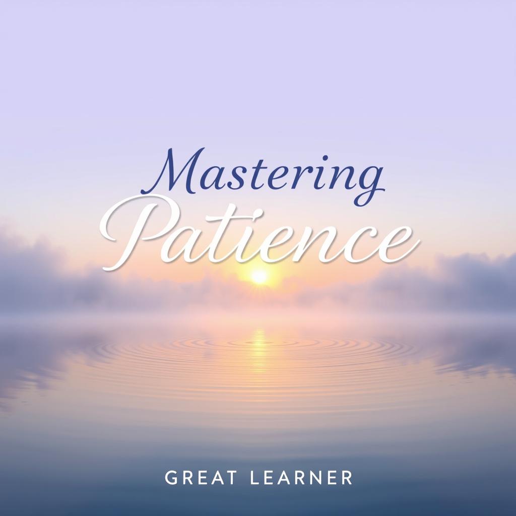 A beautiful and peaceful book cover design for 'Mastering Patience' by Great Learner