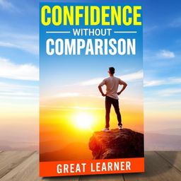 A vibrant and empowering book cover design for 'Confidence Without Comparison' by Great Learner