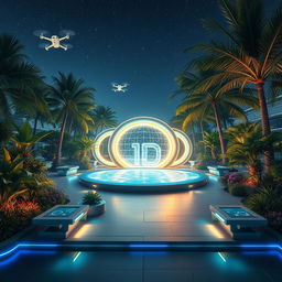 An imaginative depiction of an AI-driven oasis, seamlessly blending technology with nature