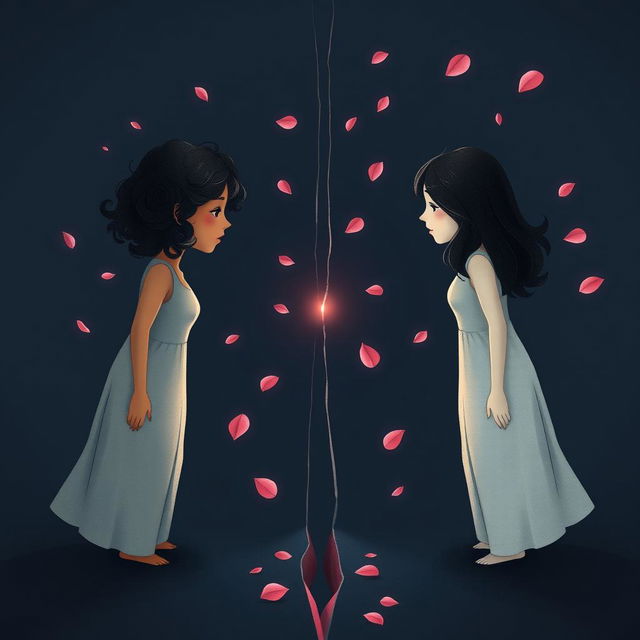 An artistic illustration featuring two stylized women