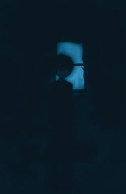 A haunting and emotional representation of darkness and struggle, showcasing a figure standing alone in a dimly lit room, surrounded by shadows that convey a sense of isolation and despair