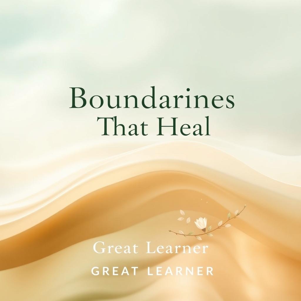 An inviting and serene book cover design for 'Boundaries That Heal' by Great Learner