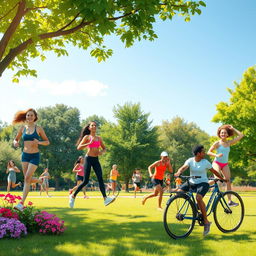 A vibrant and energetic scene depicting the concept of physical health