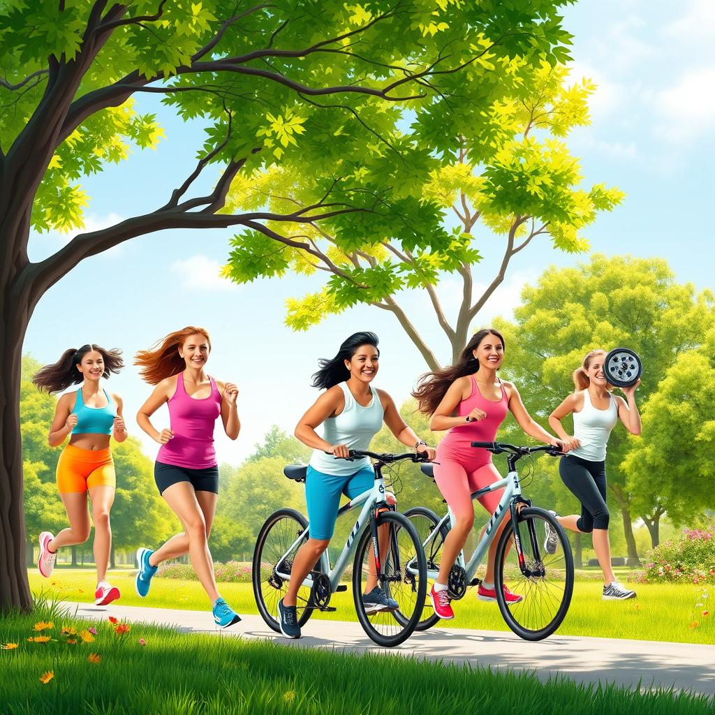 A vibrant and energetic scene depicting the concept of physical health