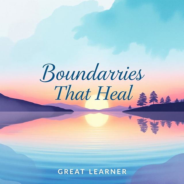 A captivating and therapeutic book cover design for 'Boundaries That Heal' by Great Learner