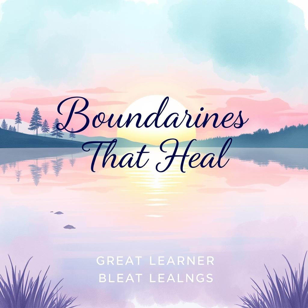 A captivating and therapeutic book cover design for 'Boundaries That Heal' by Great Learner