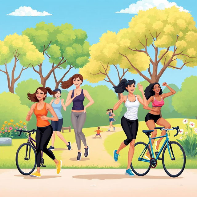 An illustration depicting physical health, showcasing various activities that promote fitness and well-being