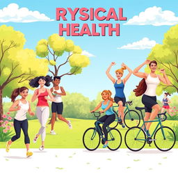 An illustration depicting physical health, showcasing various activities that promote fitness and well-being