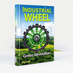 A striking book cover for 'Industrial Wheel: Green Revolution', featuring a bold, stylized industrial wheel at the center