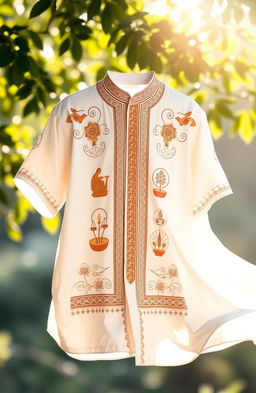 An artistic representation of a traditional Indonesian shirt, or 'baju', with a philosophy theme