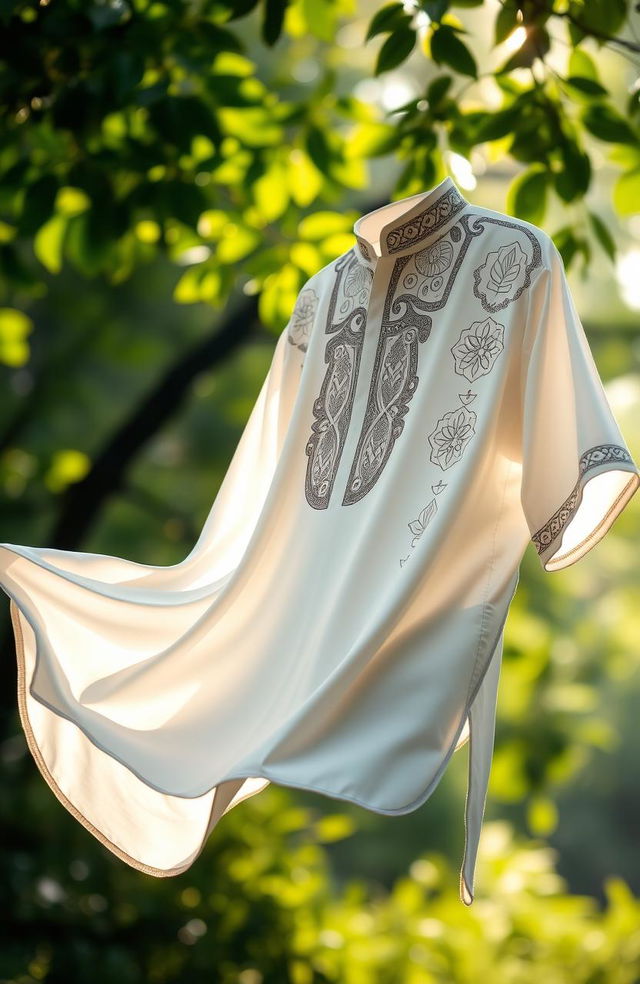 An artistic representation of a traditional Indonesian shirt, or 'baju', with a philosophy theme