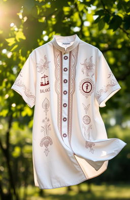 An artistic representation of a traditional Indonesian shirt, or 'baju', with a philosophy theme