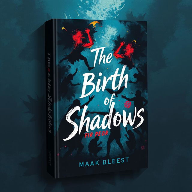 A vibrant and striking book cover design for 'The Birth of Shadows'