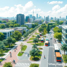 A visually striking cover page for an urban design and transport planning document without any text