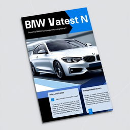 A sleek and modern cover design for an informational publication about the latest news on BMW
