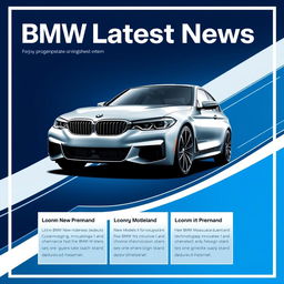 A sleek and modern cover design for an informational publication about the latest news on BMW