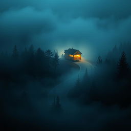 A visually striking book cover showcasing a side aerial view of a car traveling through a dense forest at night