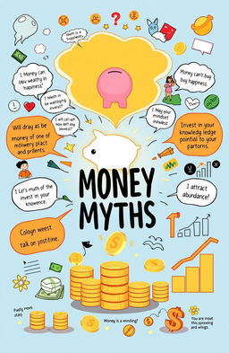 A visually engaging and informative illustration showcasing various money myths and mantras