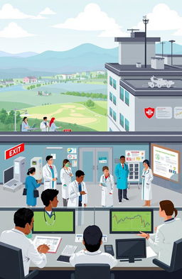 A detailed illustration depicting the Disaster Risk Reduction Management (DRRM) in the health sector specifically at Laurel Memorial District Hospital