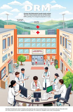 A detailed illustration depicting the Disaster Risk Reduction Management (DRRM) in the health sector specifically at Laurel Memorial District Hospital