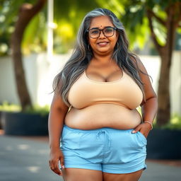 A mature, voluptuous Sri Lankan woman, 55 years old, showcasing her SSBBW figure