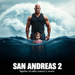 An evocative movie poster for 'San Andreas 2', showcasing a powerful family bond amidst disaster