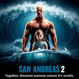 An evocative movie poster for 'San Andreas 2', showcasing a powerful family bond amidst disaster