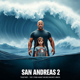 An evocative movie poster for 'San Andreas 2', showcasing a powerful family bond amidst disaster