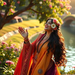 A captivating scene of Meera Bai as Diwani, devotedly singing to Lord Krishna
