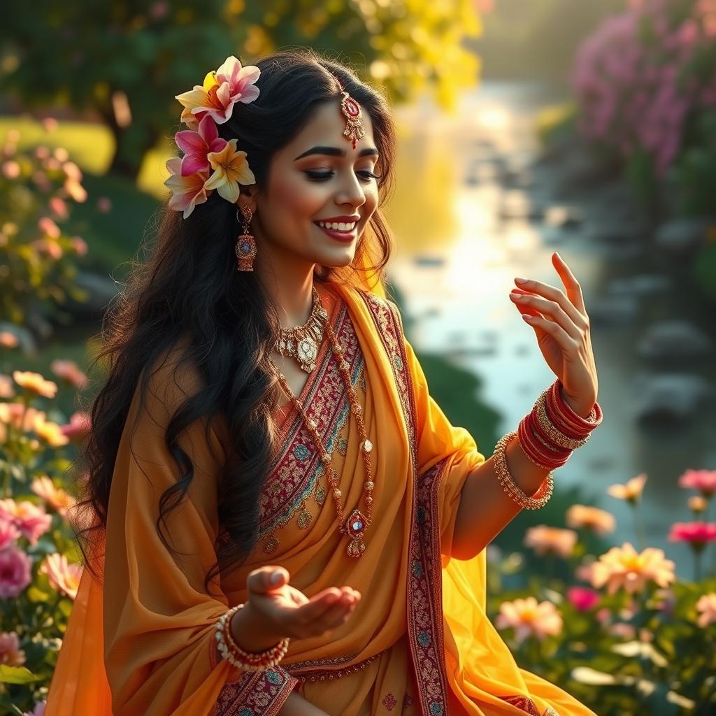 A captivating scene of Meera Bai as Diwani, devotedly singing to Lord Krishna