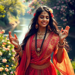 A captivating scene of Meera Bai as Diwani, devotedly singing to Lord Krishna