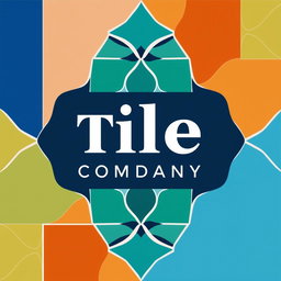 A stunning and modern logo design for a tile company, featuring a stylized tile pattern with vibrant colors like blue, green, and terracotta