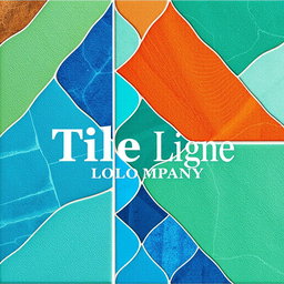 A stunning and modern logo design for a tile company, featuring a stylized tile pattern with vibrant colors like blue, green, and terracotta